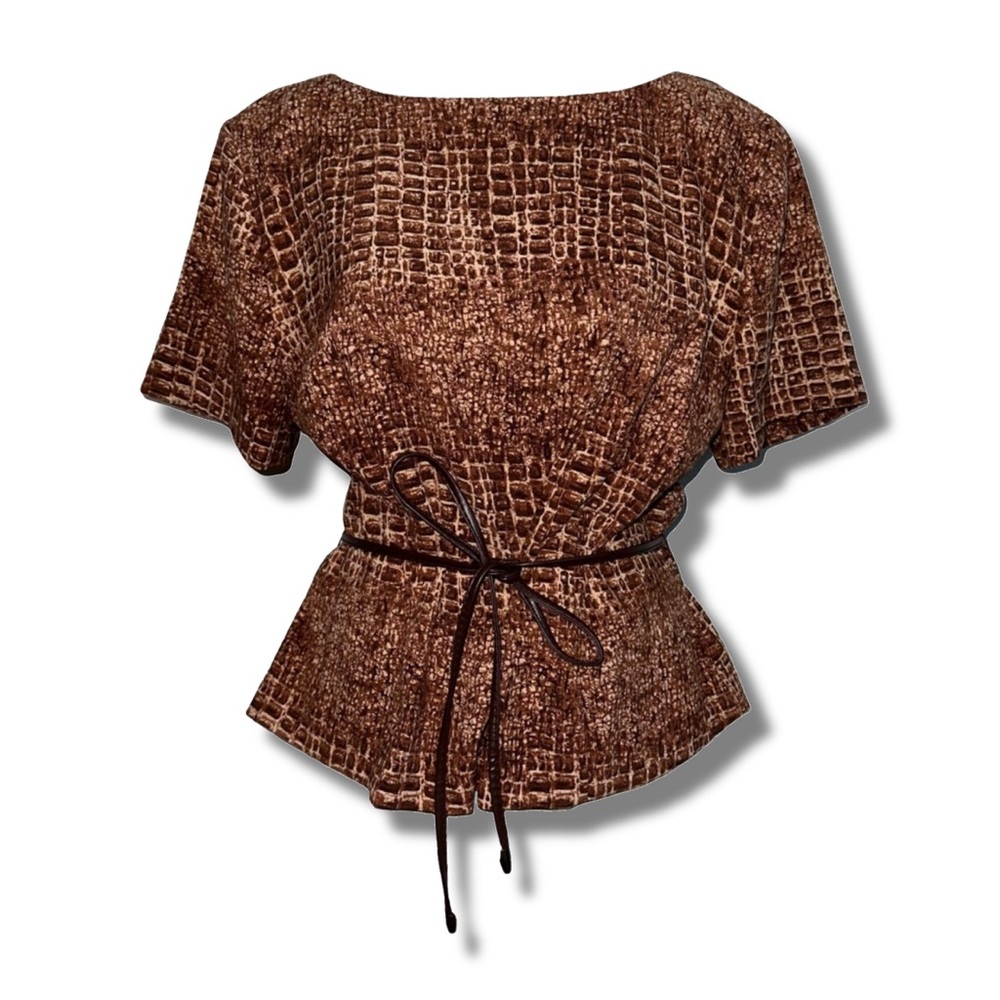 Vintage Gator Print Belted Top